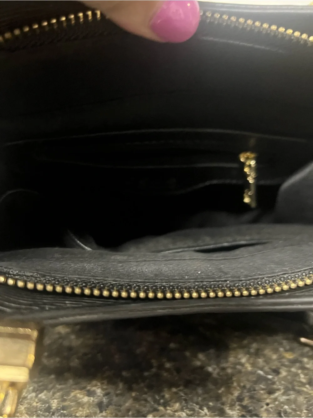 bebe Black Embossed Logo Satchel with Gold Plaque
